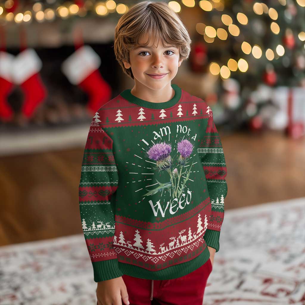 Funny Scottish Thistle I Am Not A Weed Ugly Christmas Sweater TS11