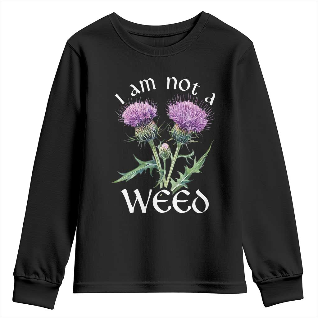Funny Scottish Thistle I Am Not A Weed Youth Sweatshirt