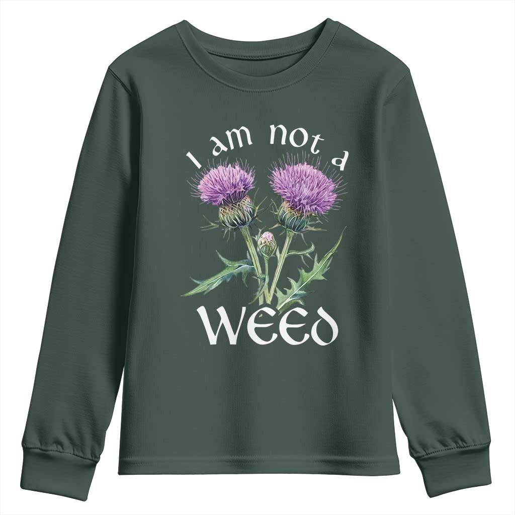 Funny Scottish Thistle I Am Not A Weed Youth Sweatshirt