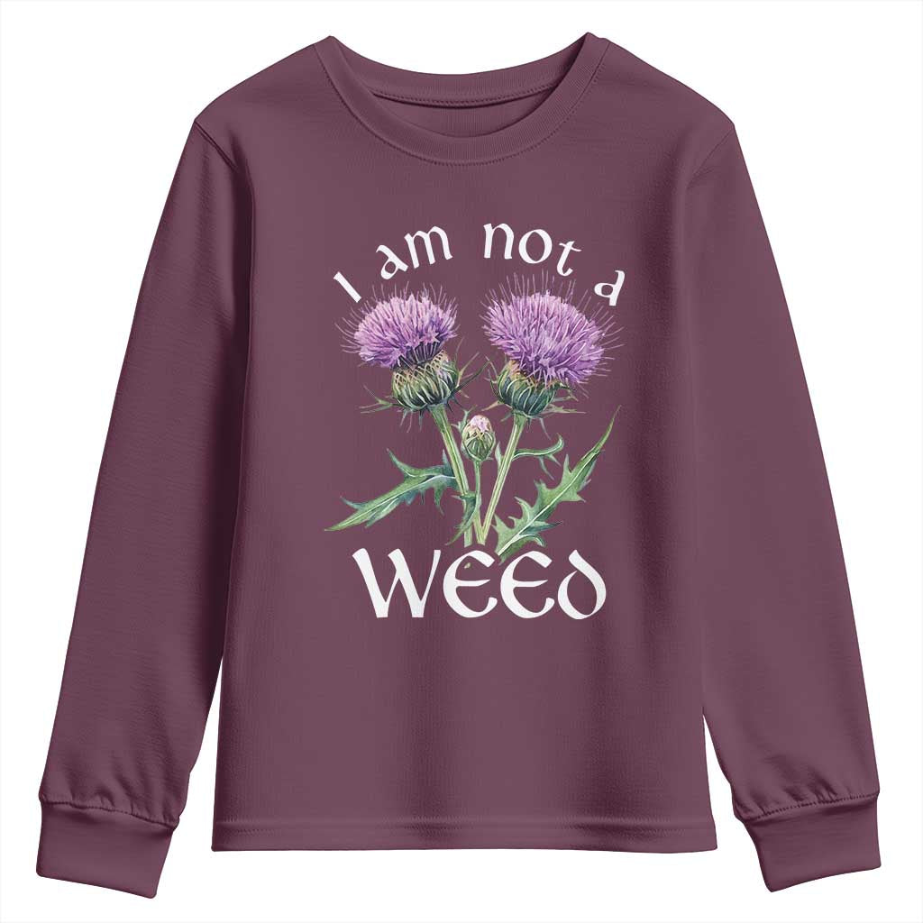 Funny Scottish Thistle I Am Not A Weed Youth Sweatshirt