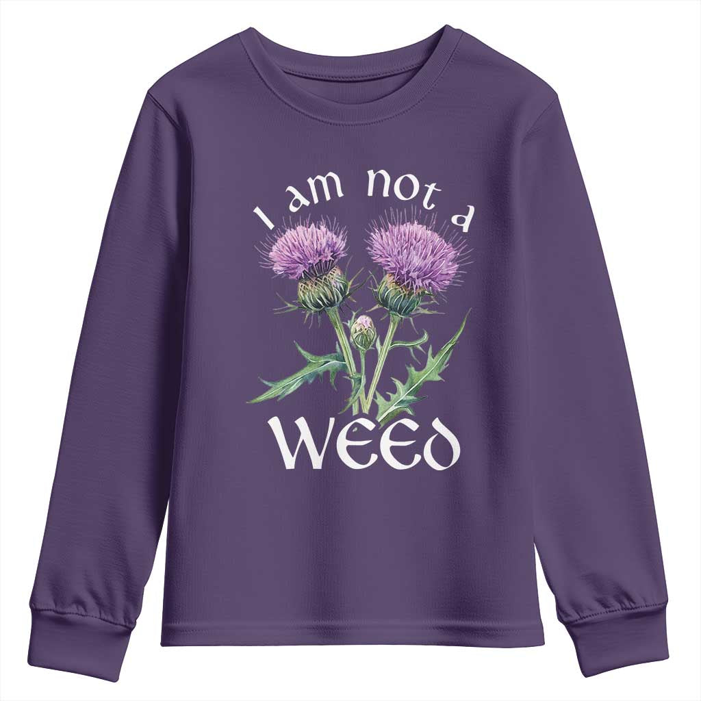 Funny Scottish Thistle I Am Not A Weed Youth Sweatshirt