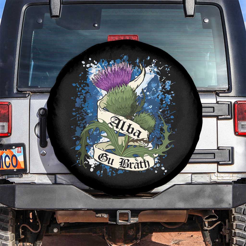Alba Gu Brath Spare Tire Cover Vintage Thistle Flower Scottish Scotland Flag Saltire
