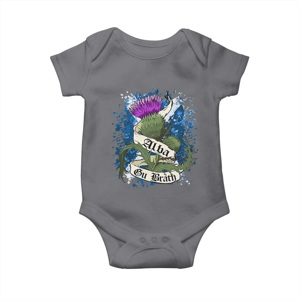 Alba Gu Brath Baby Onesie Vintage Thistle Flower Scottish Scotland Flag Saltire
