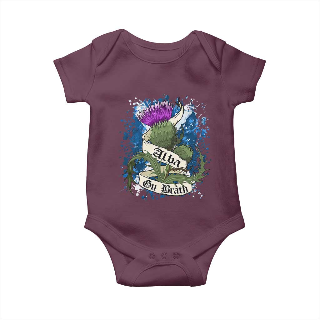 Alba Gu Brath Baby Onesie Vintage Thistle Flower Scottish Scotland Flag Saltire