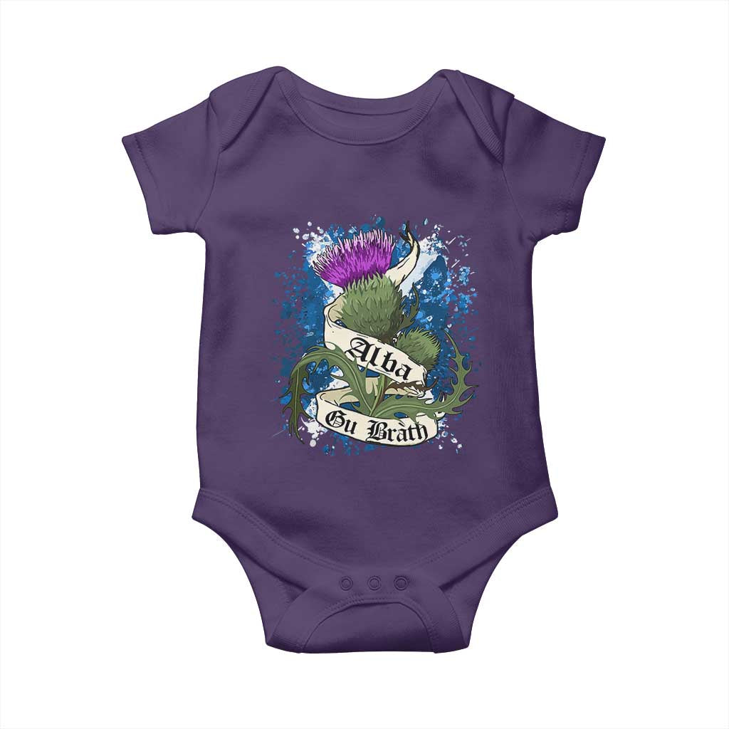 Alba Gu Brath Baby Onesie Vintage Thistle Flower Scottish Scotland Flag Saltire