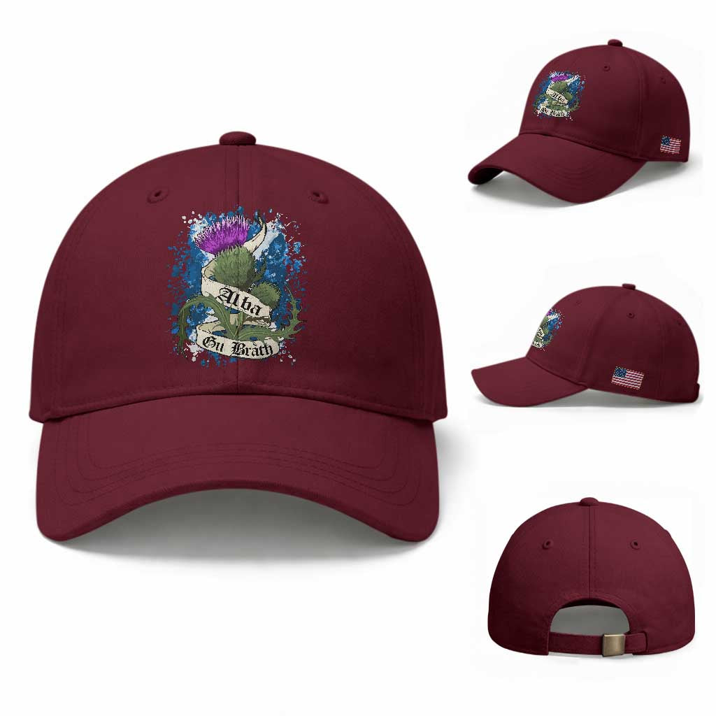 Alba Gu Brath Baseball Cap Vintage Thistle Flower Scottish Scotland Flag Saltire