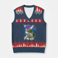 Alba Gu Brath V-Neck Knit Sweater Vest Vintage Thistle Flower Scottish Scotland Flag Saltire - Wonder Print Shop