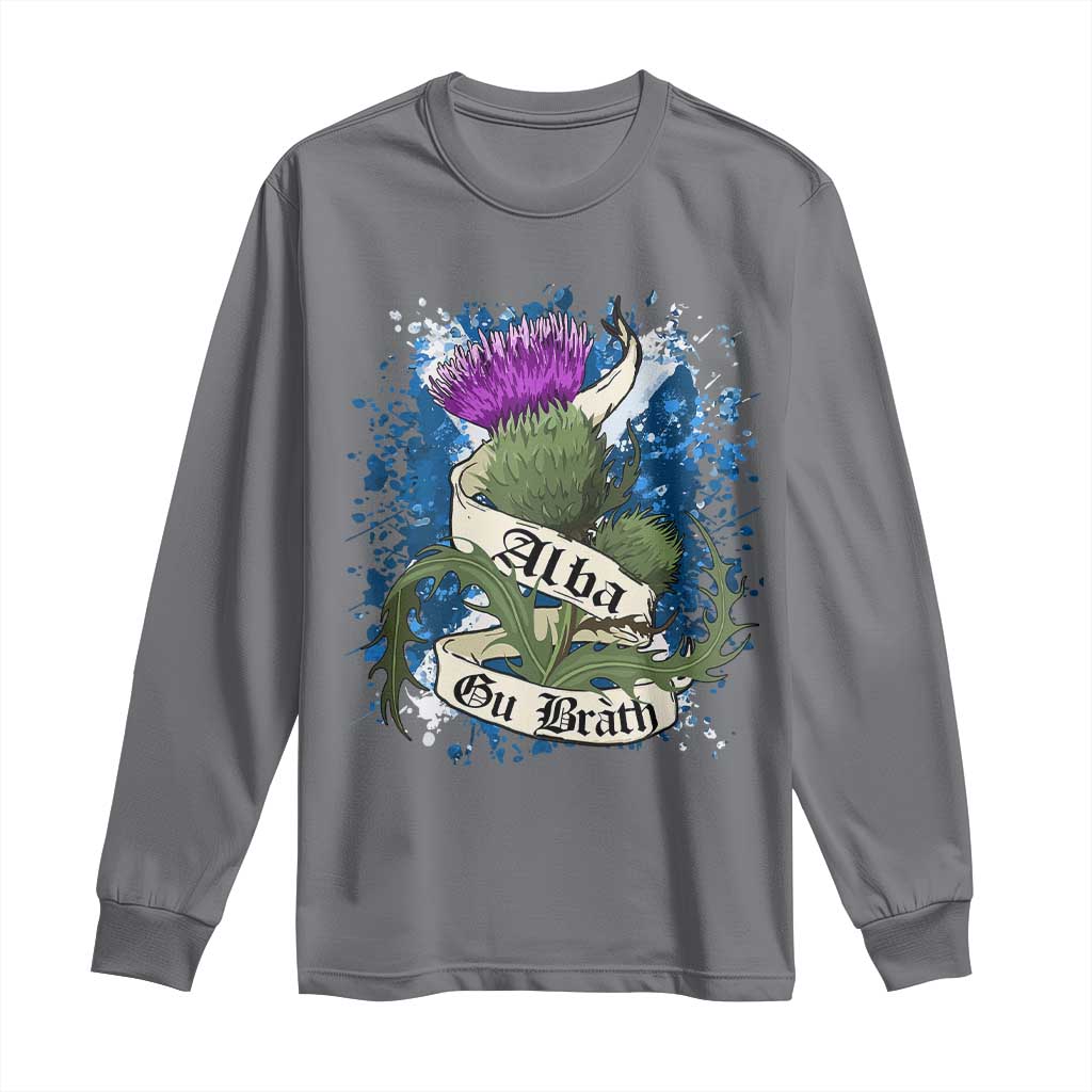 Alba Gu Brath Long Sleeve Shirt Vintage Thistle Flower Scottish Scotland Flag Saltire