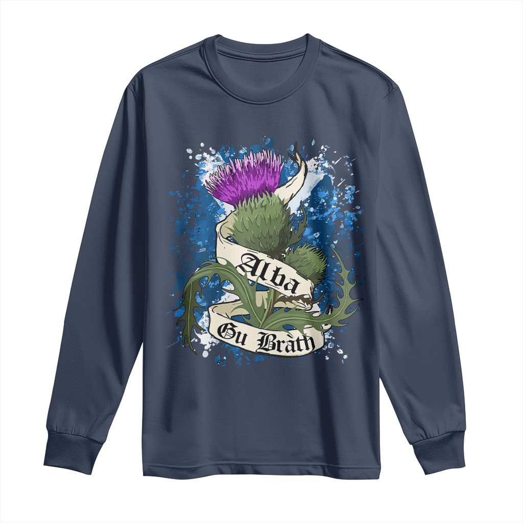 Alba Gu Brath Long Sleeve Shirt Vintage Thistle Flower Scottish Scotland Flag Saltire