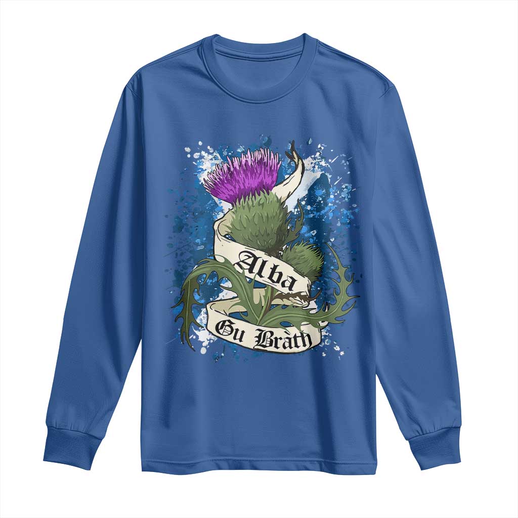 Alba Gu Brath Long Sleeve Shirt Vintage Thistle Flower Scottish Scotland Flag Saltire