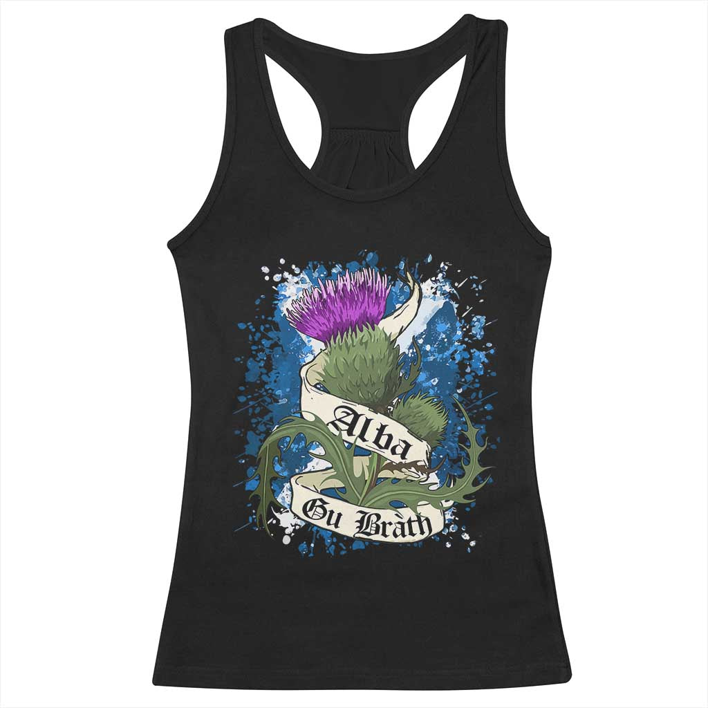 Alba Gu Brath Racerback Tank Top Vintage Thistle Flower Scottish Scotland Flag Saltire