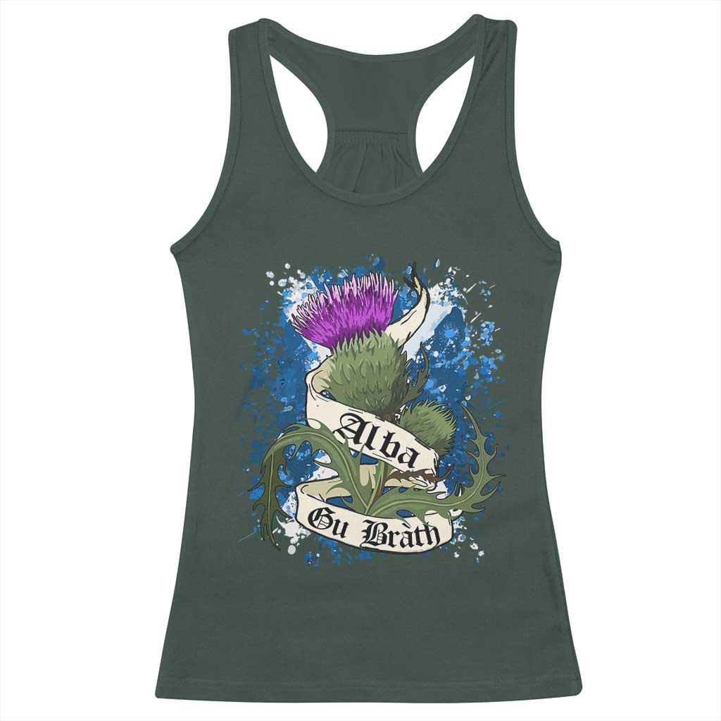 Alba Gu Brath Racerback Tank Top Vintage Thistle Flower Scottish Scotland Flag Saltire