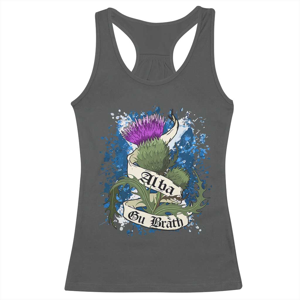 Alba Gu Brath Racerback Tank Top Vintage Thistle Flower Scottish Scotland Flag Saltire