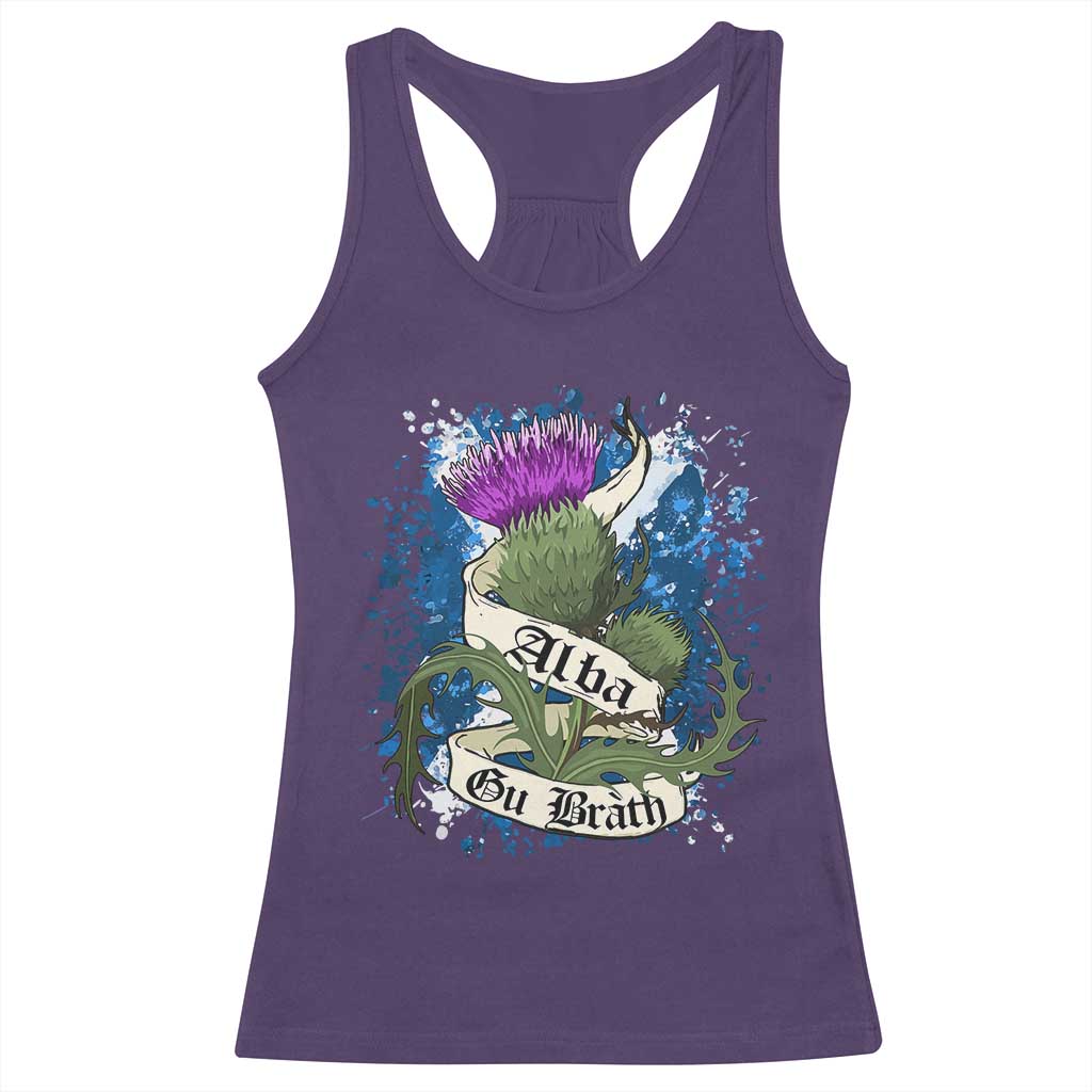 Alba Gu Brath Racerback Tank Top Vintage Thistle Flower Scottish Scotland Flag Saltire