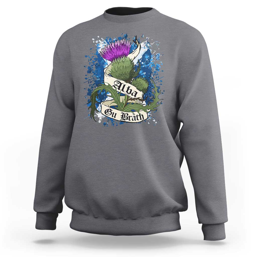 Alba Gu Brath Sweatshirt Vintage Thistle Flower Scottish Scotland Flag Saltire