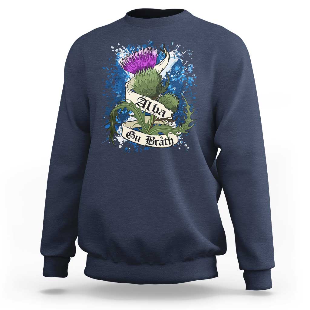 Alba Gu Brath Sweatshirt Vintage Thistle Flower Scottish Scotland Flag Saltire