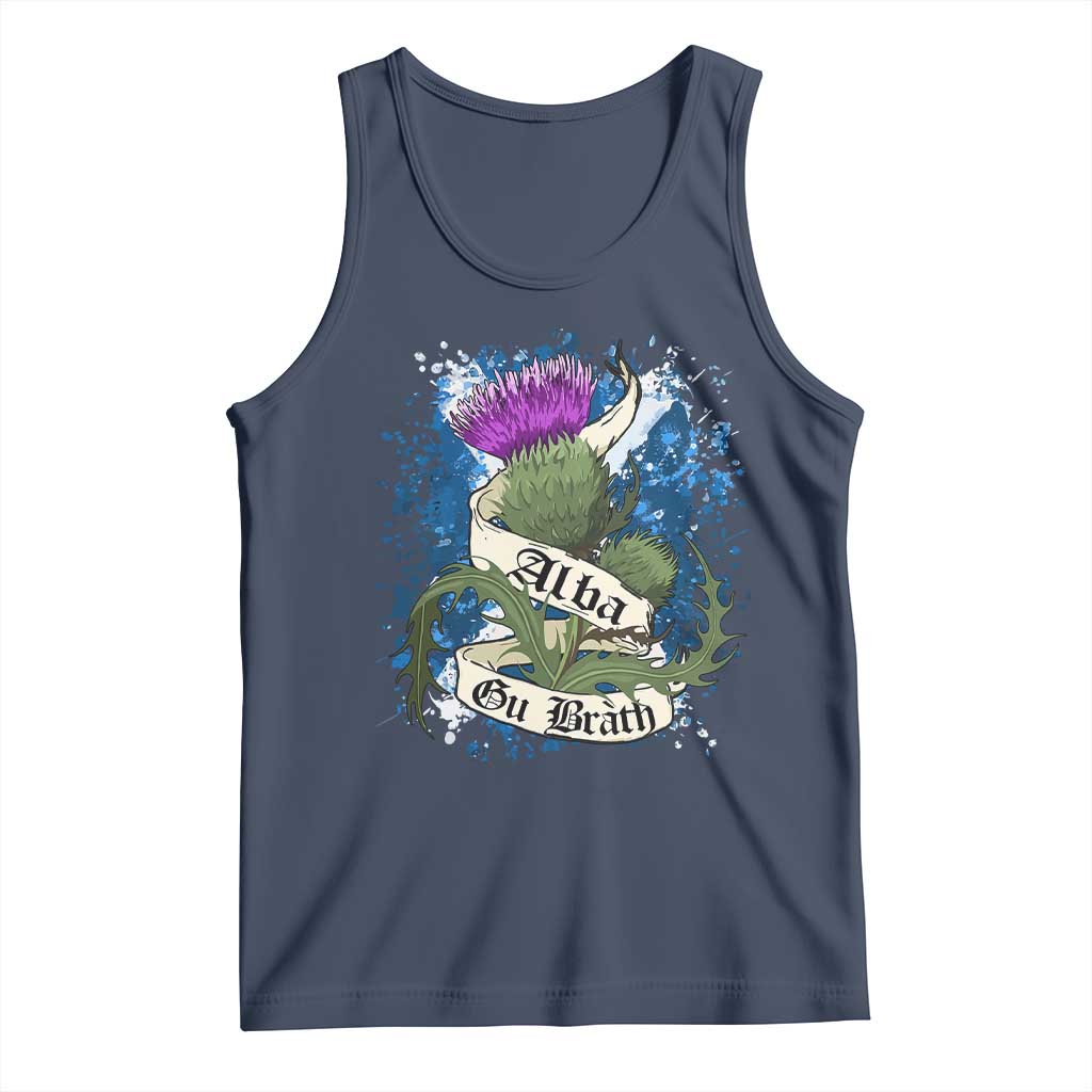 Alba Gu Brath Tank Top Vintage Thistle Flower Scottish Scotland Flag Saltire