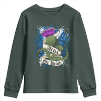Alba Gu Brath Youth Sweatshirt Vintage Thistle Flower Scottish Scotland Flag Saltire