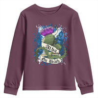 Alba Gu Brath Youth Sweatshirt Vintage Thistle Flower Scottish Scotland Flag Saltire