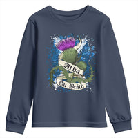 Alba Gu Brath Youth Sweatshirt Vintage Thistle Flower Scottish Scotland Flag Saltire