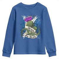Alba Gu Brath Youth Sweatshirt Vintage Thistle Flower Scottish Scotland Flag Saltire