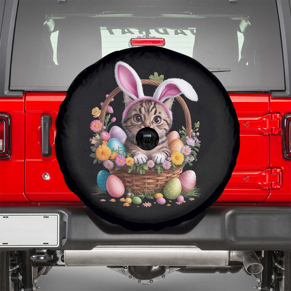 Funny Easter Day Cat Bunny Ears Egg Basket Spare Tire Cover
