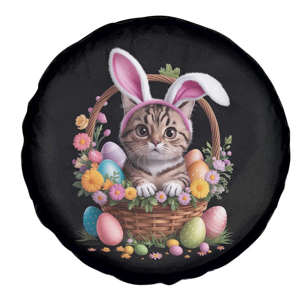 Funny Easter Day Cat Bunny Ears Egg Basket Spare Tire Cover