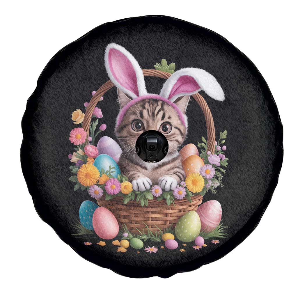 Funny Easter Day Cat Bunny Ears Egg Basket Spare Tire Cover