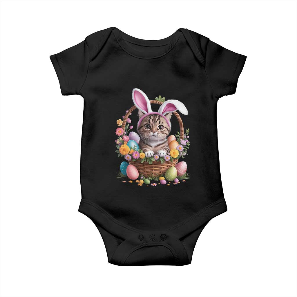 Funny Easter Day Cat Bunny Ears Egg Basket Baby Onesie