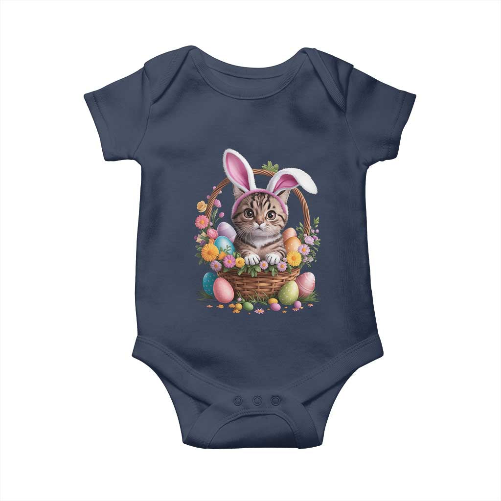 Funny Easter Day Cat Bunny Ears Egg Basket Baby Onesie