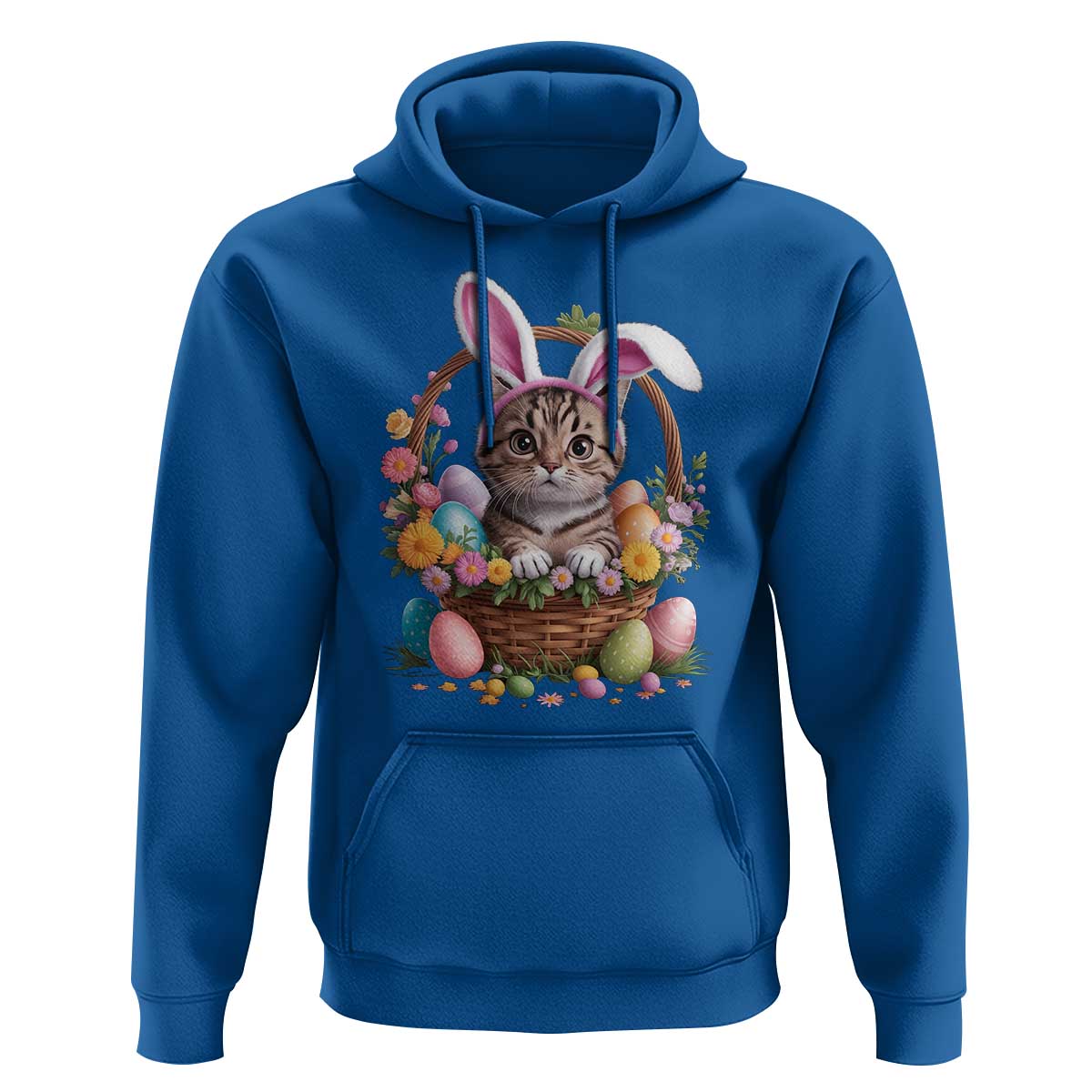 Funny Easter Day Cat Bunny Ears Egg Basket Hoodie