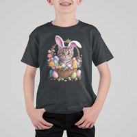 Funny Easter Day Cat Bunny Ears Egg Basket T Shirt For Kid