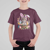 Funny Easter Day Cat Bunny Ears Egg Basket T Shirt For Kid