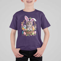 Funny Easter Day Cat Bunny Ears Egg Basket T Shirt For Kid