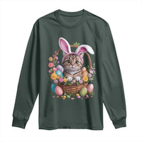 Funny Easter Day Cat Bunny Ears Egg Basket Long Sleeve Shirt