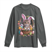Funny Easter Day Cat Bunny Ears Egg Basket Long Sleeve Shirt