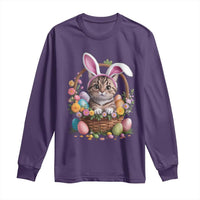 Funny Easter Day Cat Bunny Ears Egg Basket Long Sleeve Shirt