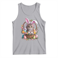 Funny Easter Day Cat Bunny Ears Egg Basket Tank Top