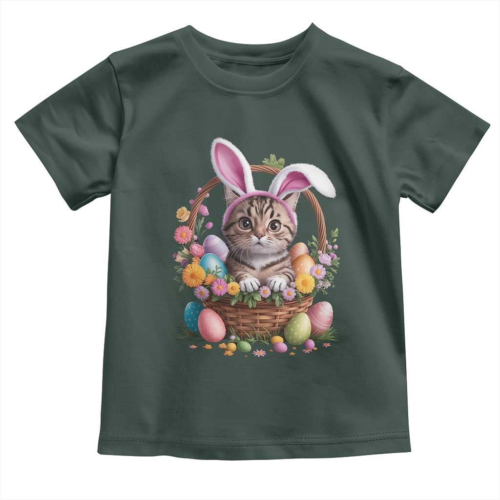 Funny Easter Day Cat Bunny Ears Egg Basket Toddler T Shirt