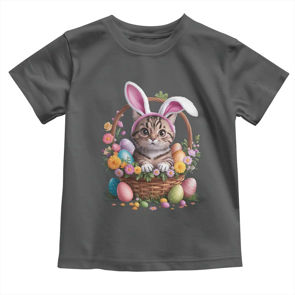 Funny Easter Day Cat Bunny Ears Egg Basket Toddler T Shirt