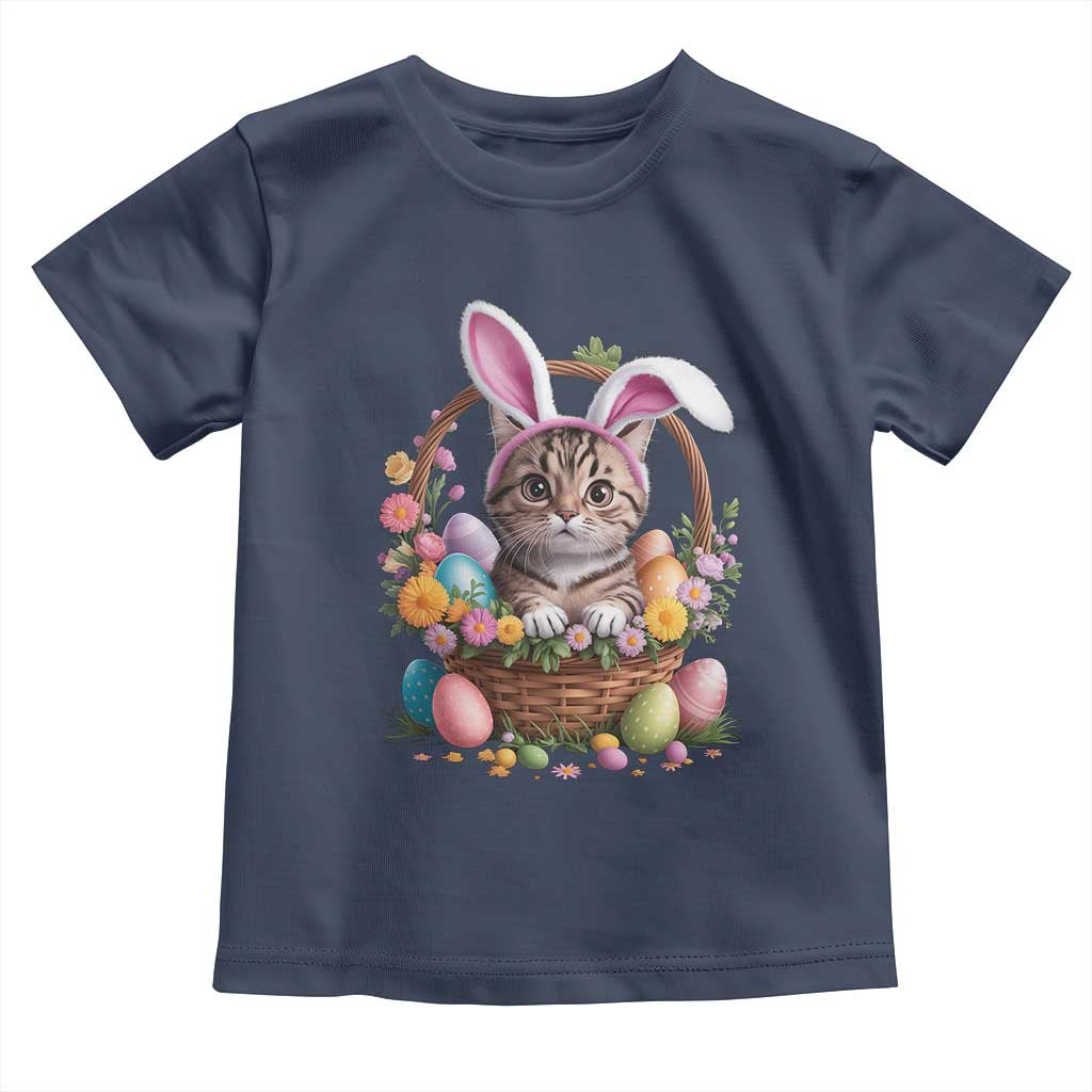 Funny Easter Day Cat Bunny Ears Egg Basket Toddler T Shirt