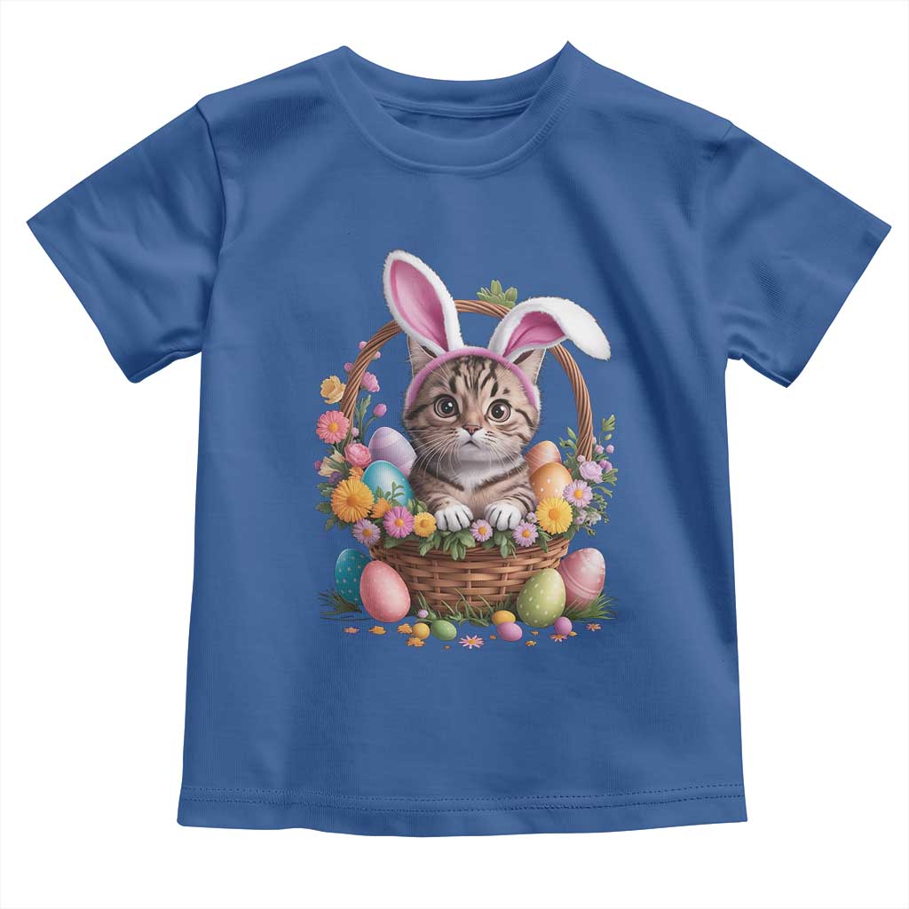 Funny Easter Day Cat Bunny Ears Egg Basket Toddler T Shirt