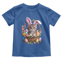 Funny Easter Day Cat Bunny Ears Egg Basket Toddler T Shirt
