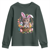 Funny Easter Day Cat Bunny Ears Egg Basket Youth Sweatshirt