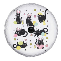 Funny Black Cat With Bunny Eggs Easter Day Spare Tire Cover
