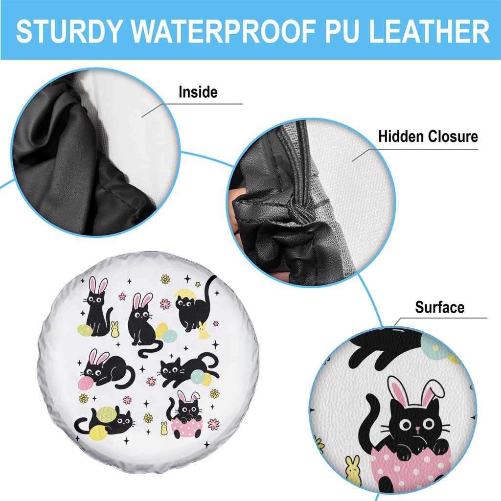 Funny Black Cat With Bunny Eggs Easter Day Spare Tire Cover