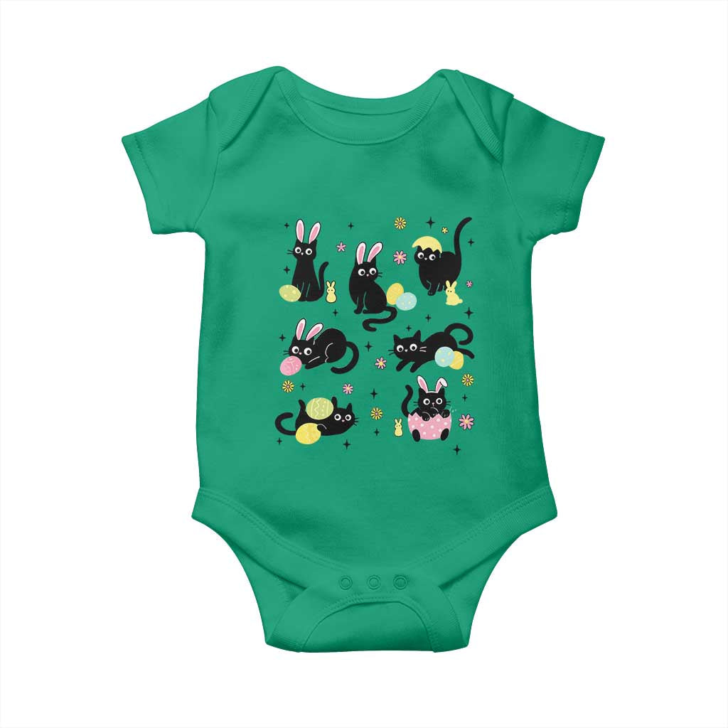Funny Black Cat With Bunny Eggs Easter Day Baby Onesie