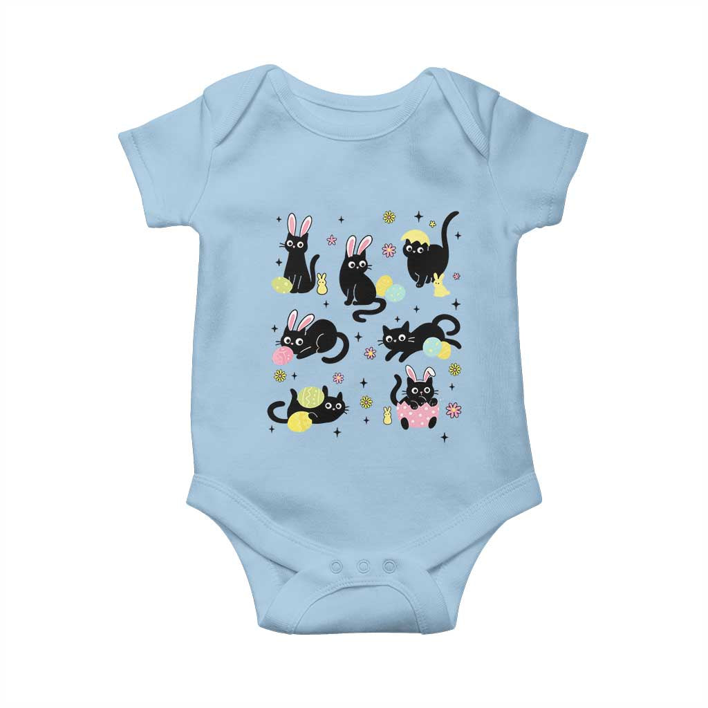 Funny Black Cat With Bunny Eggs Easter Day Baby Onesie