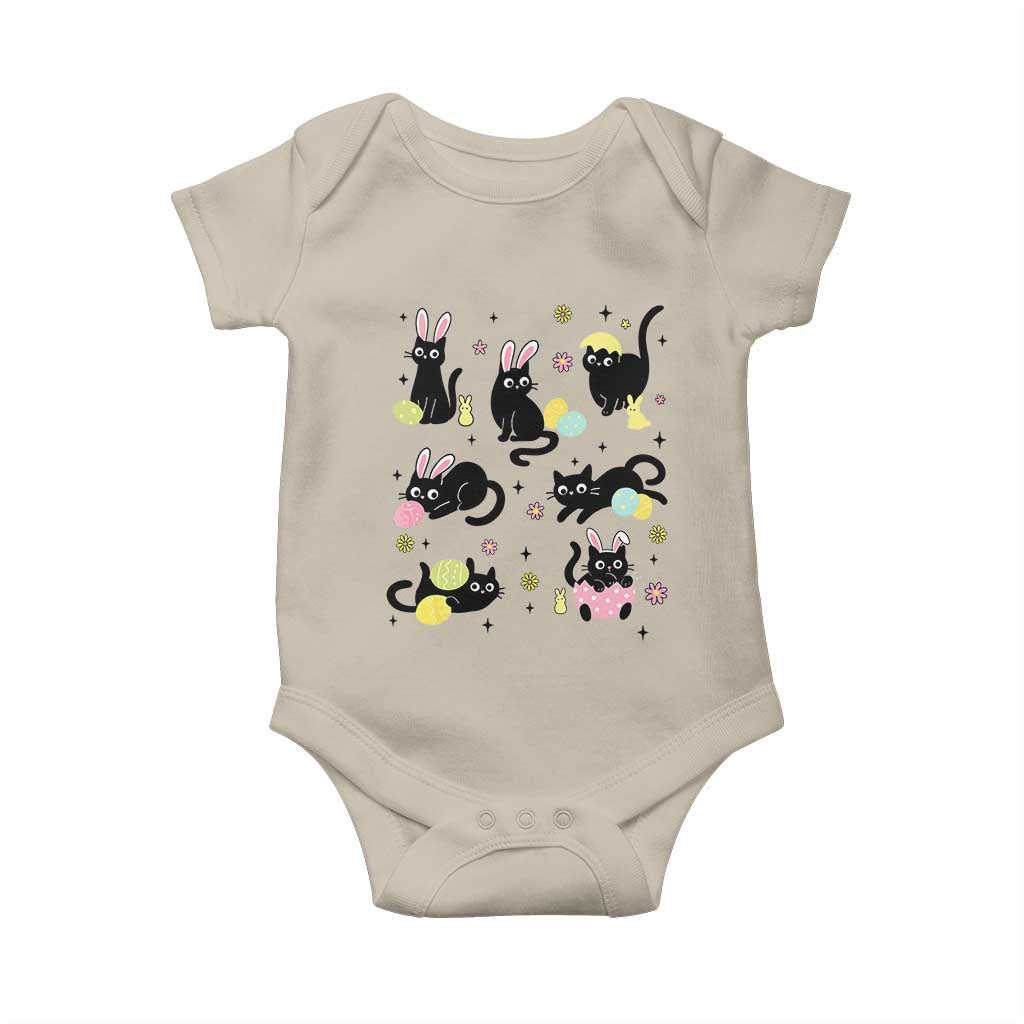 Funny Black Cat With Bunny Eggs Easter Day Baby Onesie