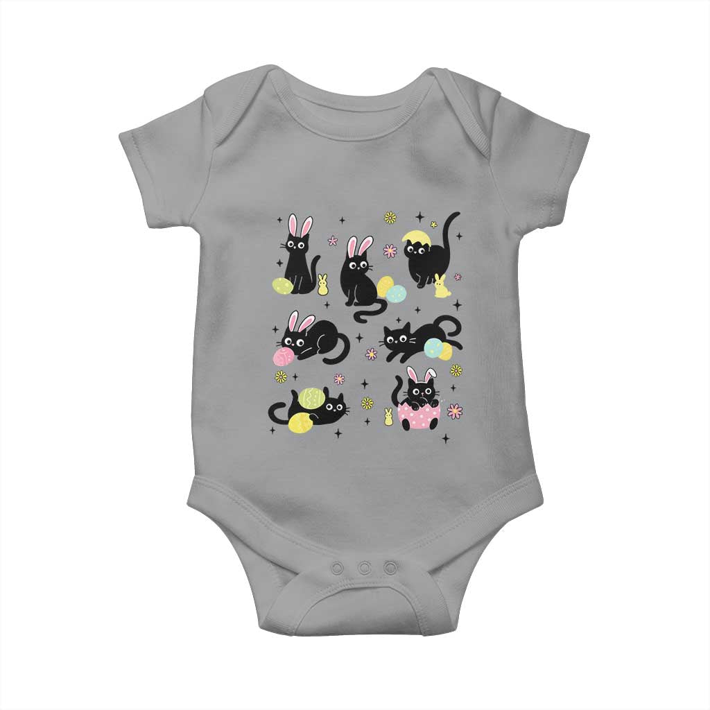 Funny Black Cat With Bunny Eggs Easter Day Baby Onesie